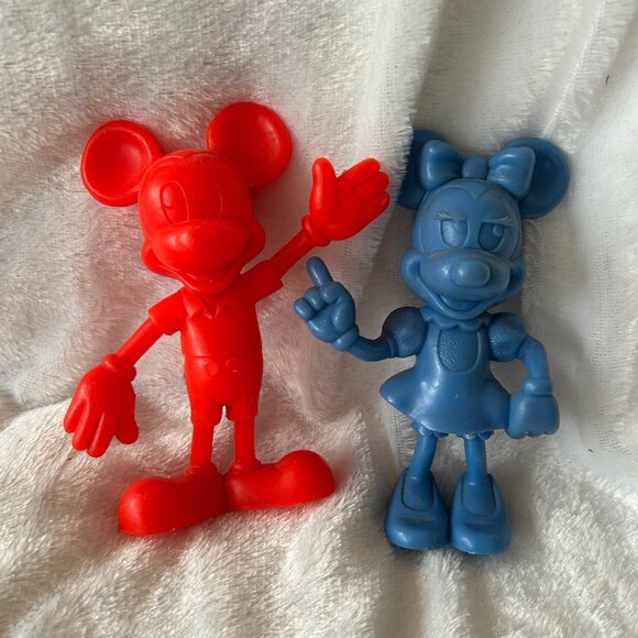 Mickey and Minnie Figurines Red Blue 6" Plastic - Picture 1 of 2